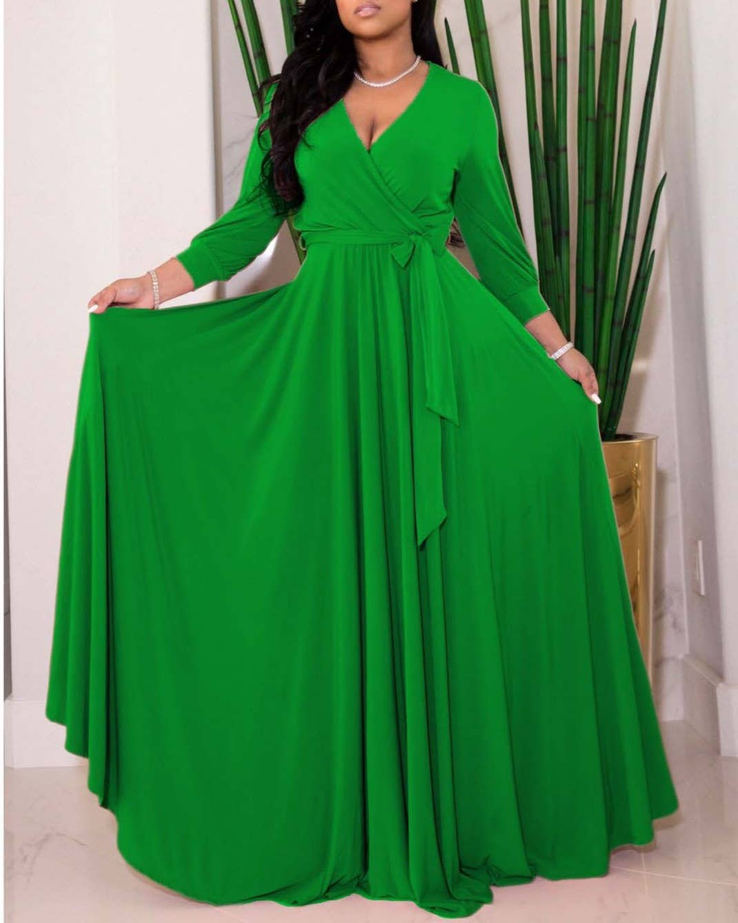 Waist-Cinching Floor Maxi Dress
