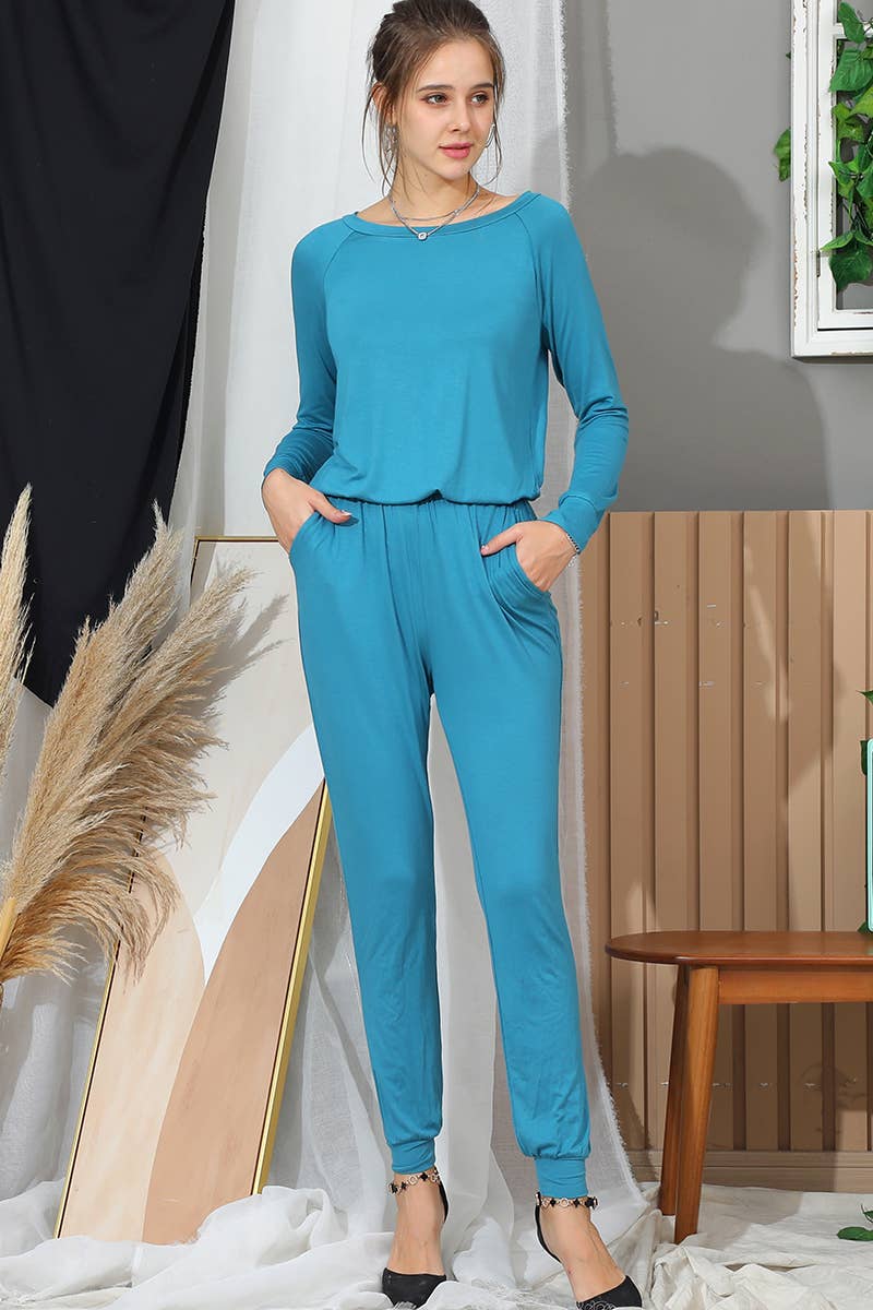 Neck Casual Jumpsuits Long Sleeve
