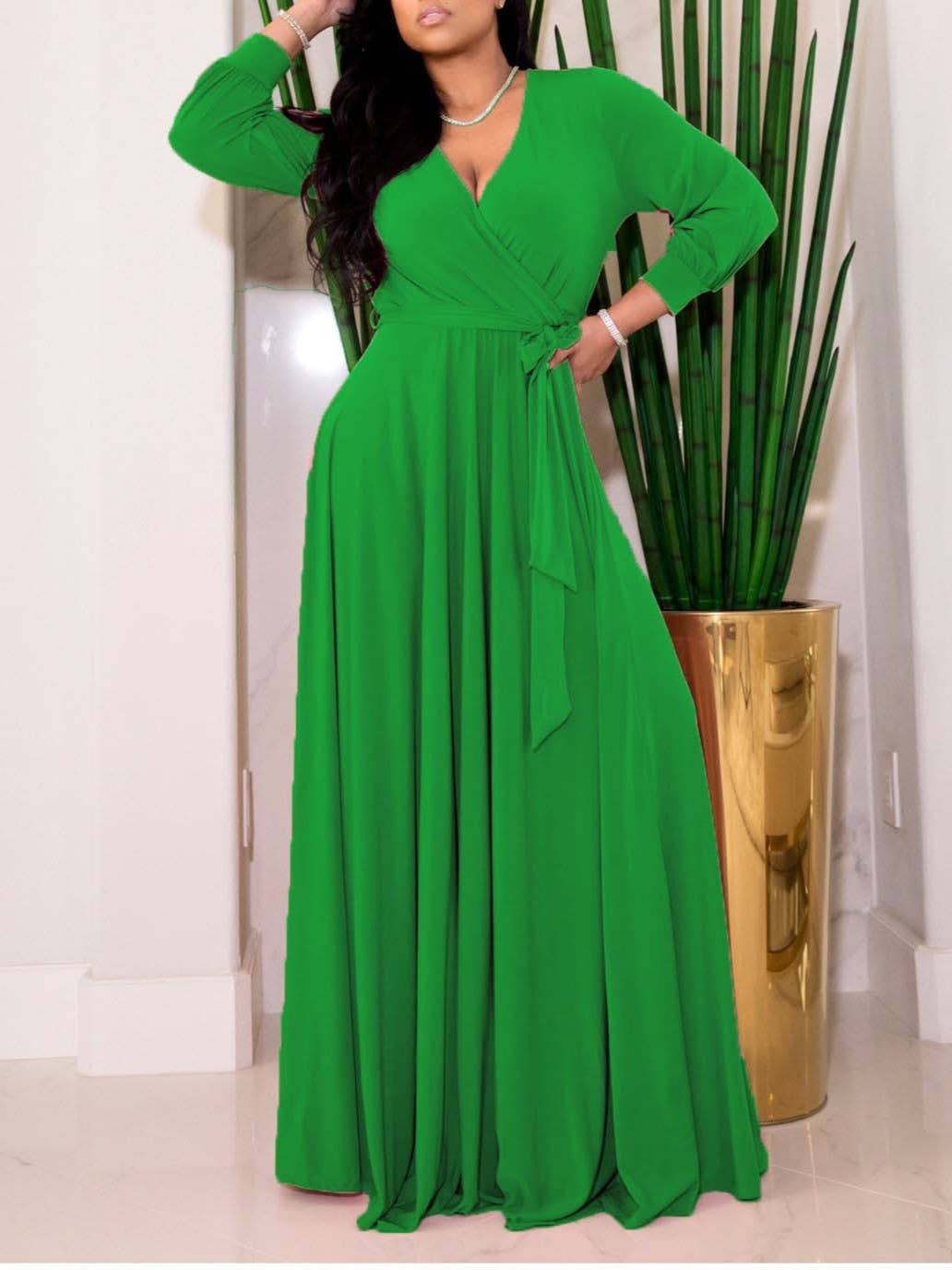 Waist-Cinching Floor Maxi Dress