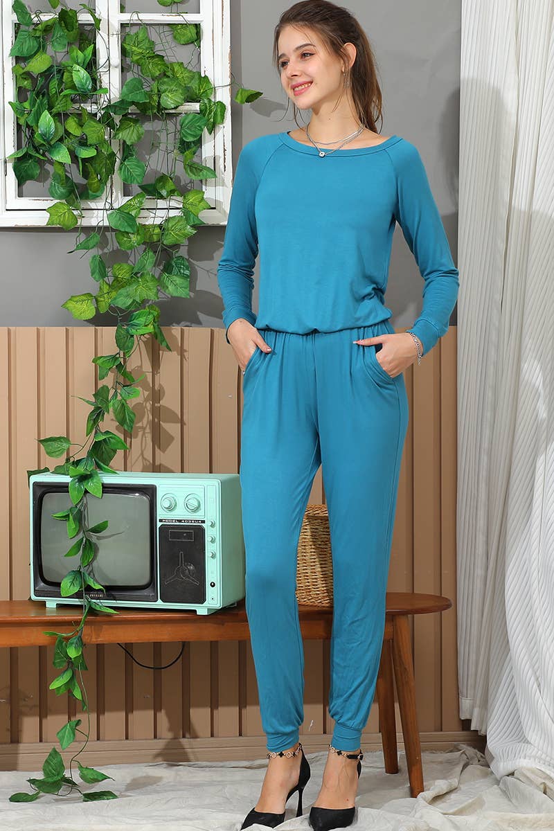 Neck Casual Jumpsuits Long Sleeve