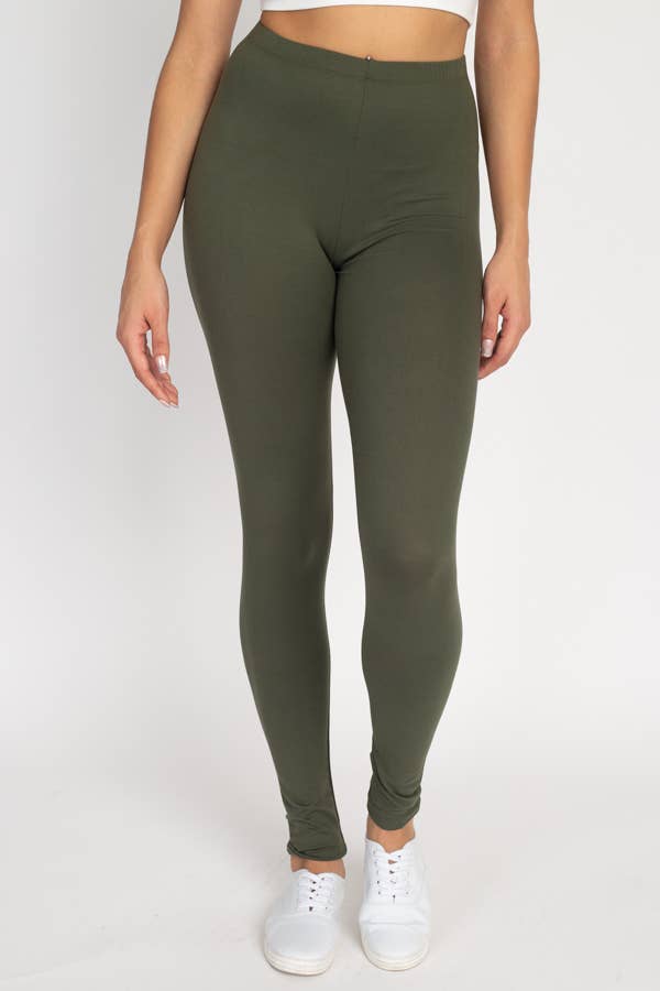 Solid leggings-Olive Green
