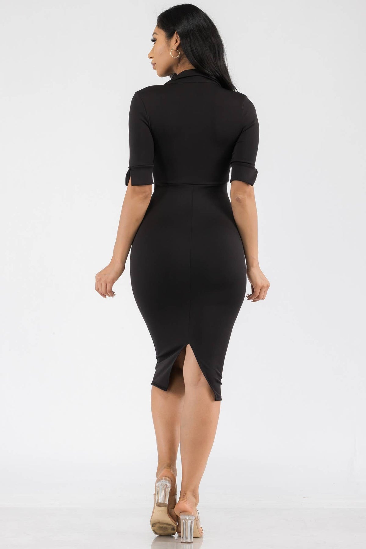 Collar Midi Dress-Plus