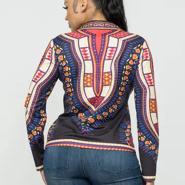 Dashiki Print Functional Blazer