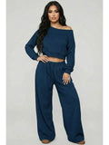 French Terry Off-Shoulder Lounge Set