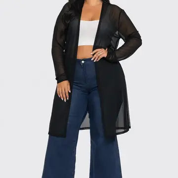 Lovely-Mesh Long Sleeve Cardigan