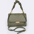 Quilted Faux Leather Bag W/Chain: Olive