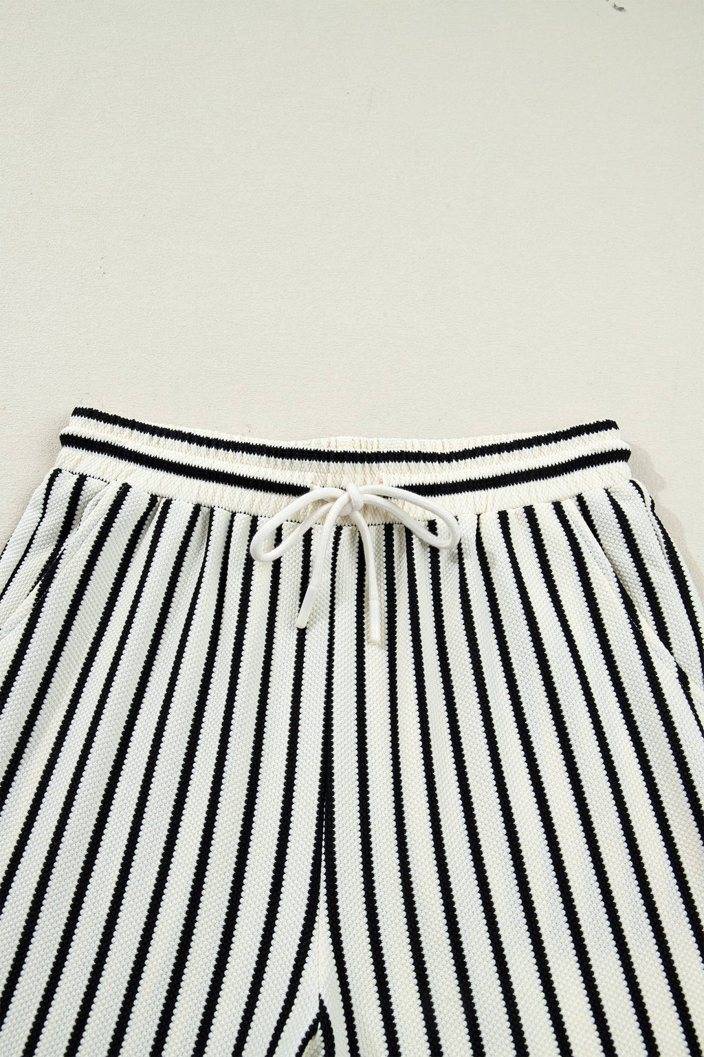 Ruffle Trim Drop Shoulder Top Drawstring Loose Pant Set