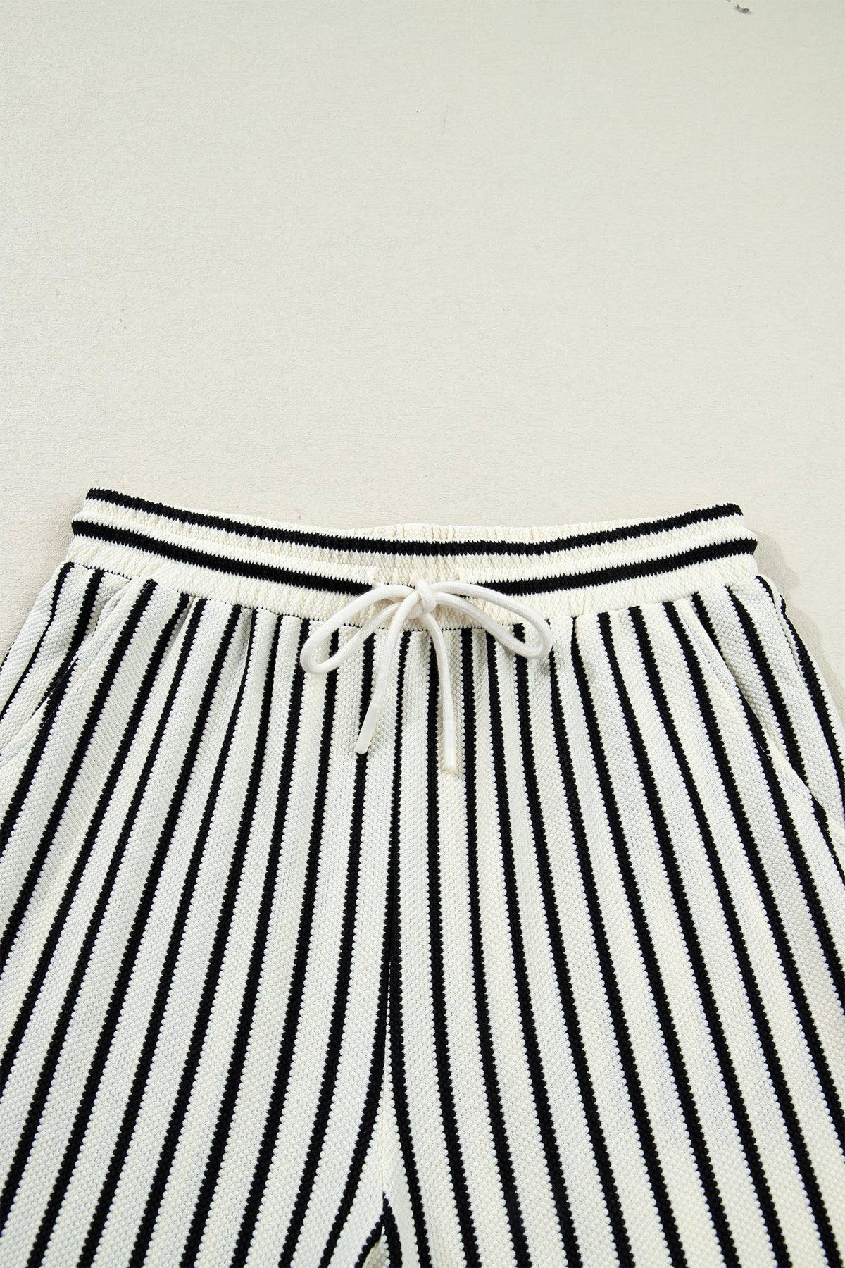 Ruffle Trim Drop Shoulder Top Drawstring Loose Pant Set