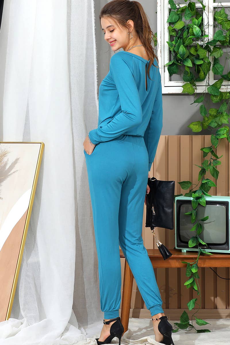 Neck Casual Jumpsuits Long Sleeve