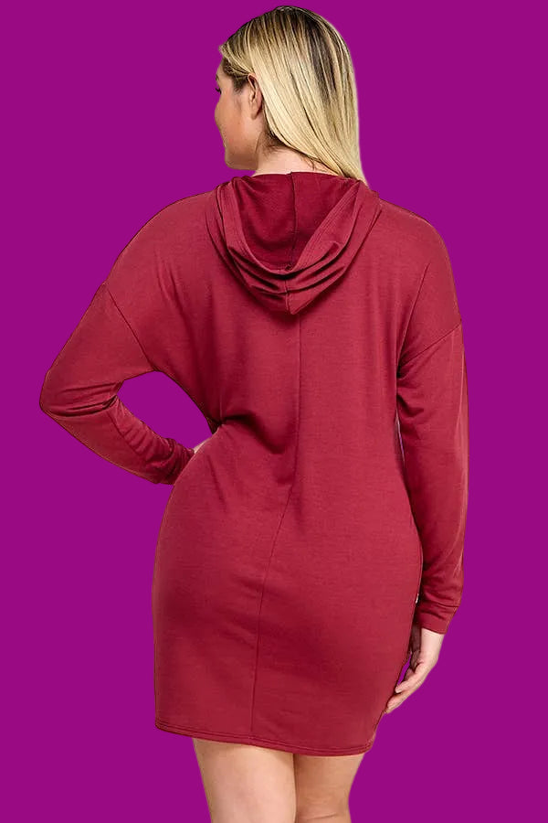 Plus Size LS French Terry Hoodie Knit Dress