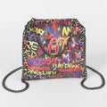 Graffiti Metal Chain Clutch: Black