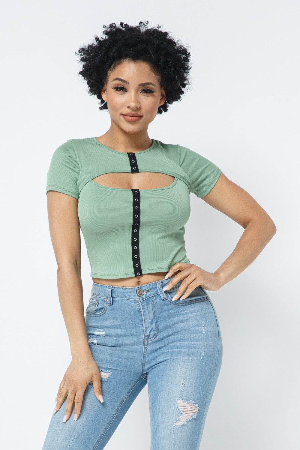 Front Cut Out With Taping Detail Top